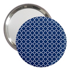 Navy Blue Quatrefoil Pattern 3  Handbag Mirror by Zandiepants