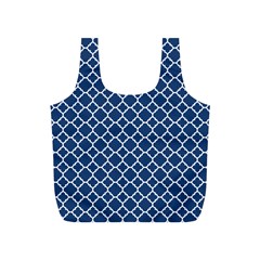 Navy Blue Quatrefoil Pattern Full Print Recycle Bag (s) by Zandiepants