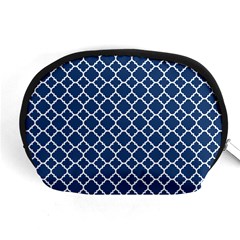 Navy Blue Quatrefoil Pattern Accessory Pouch (medium) by Zandiepants