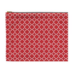 Poppy Red Quatrefoil Pattern Cosmetic Bag (xl) by Zandiepants