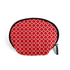 Poppy Red Quatrefoil Pattern Accessory Pouch (small) by Zandiepants