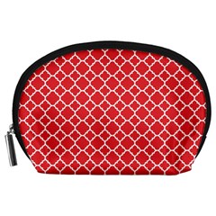 Poppy Red Quatrefoil Pattern Accessory Pouch (large) by Zandiepants