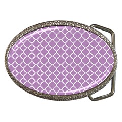 Lilac Purple Quatrefoil Pattern Belt Buckle by Zandiepants