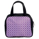 Lilac purple quatrefoil pattern Classic Handbag (Two Sides) Front