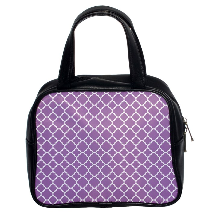 Lilac purple quatrefoil pattern Classic Handbag (Two Sides)