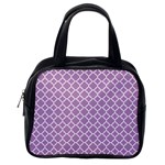 Lilac purple quatrefoil pattern Classic Handbag (Two Sides) Back