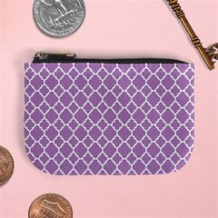 Lilac Purple Quatrefoil Pattern Mini Coin Purse by Zandiepants