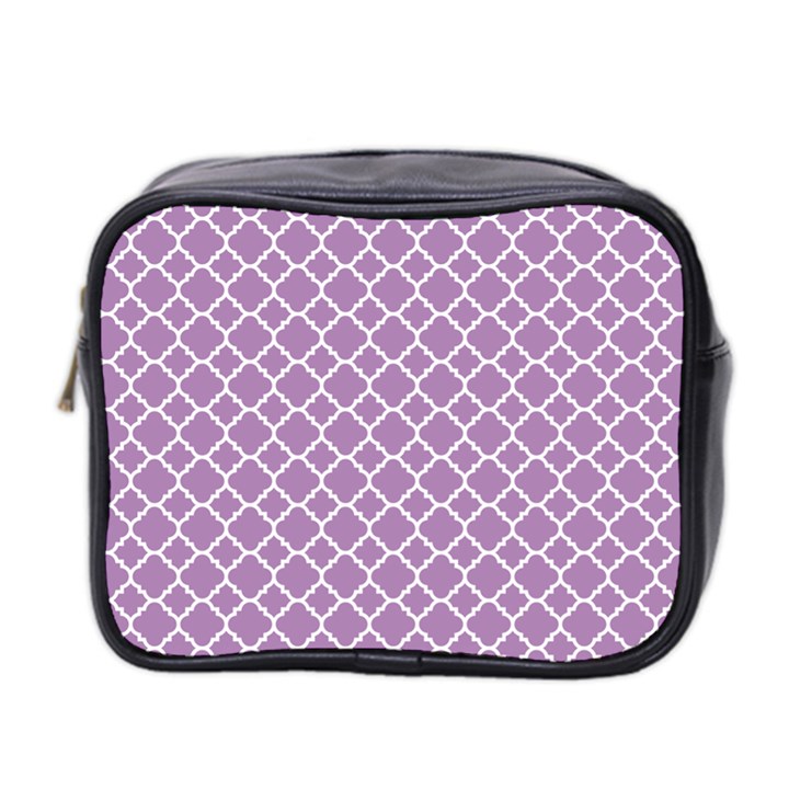 Lilac purple quatrefoil pattern Mini Toiletries Bag (Two Sides)