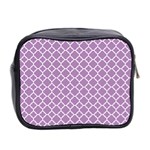 Lilac purple quatrefoil pattern Mini Toiletries Bag (Two Sides) Back