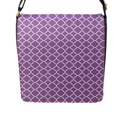 Lilac Purple Quatrefoil Pattern Flap Closure Messenger Bag (l) by Zandiepants