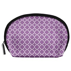 Lilac Purple Quatrefoil Pattern Accessory Pouch (large) by Zandiepants