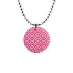 Soft Pink Quatrefoil Pattern 1  Button Necklace by Zandiepants