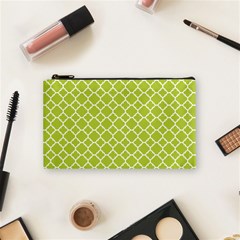 Spring Green Quatrefoil Pattern Cosmetic Bag (small) by Zandiepants