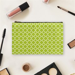 Spring Green Quatrefoil Pattern Cosmetic Bag (medium) by Zandiepants