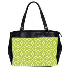 Spring Green Quatrefoil Pattern Oversize Office Handbag (2 Sides) by Zandiepants