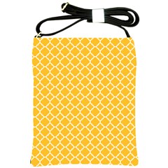 Sunny Yellow Quatrefoil Pattern Shoulder Sling Bag by Zandiepants