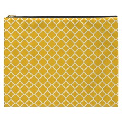 Sunny Yellow Quatrefoil Pattern Cosmetic Bag (xxxl) by Zandiepants