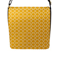 Sunny Yellow Quatrefoil Pattern Flap Closure Messenger Bag (l) by Zandiepants