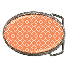 Tangerine Orange Quatrefoil Pattern Belt Buckle by Zandiepants