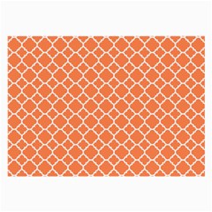 Tangerine Orange Quatrefoil Pattern Large Glasses Cloth (2 Sides) by Zandiepants