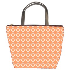 Tangerine Orange Quatrefoil Pattern Bucket Bag by Zandiepants