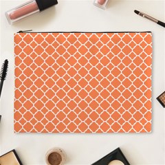 Tangerine Orange Quatrefoil Pattern Cosmetic Bag (xl) by Zandiepants