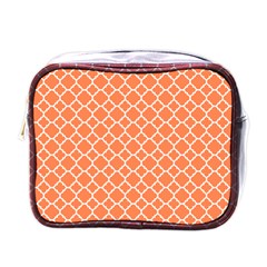 Tangerine Orange Quatrefoil Pattern Mini Toiletries Bag (one Side) by Zandiepants