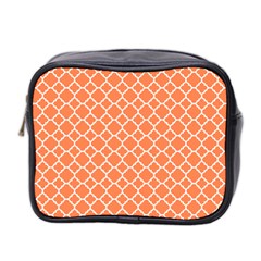 Tangerine Orange Quatrefoil Pattern Mini Toiletries Bag (two Sides) by Zandiepants