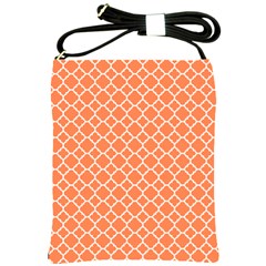 Tangerine Orange Quatrefoil Pattern Shoulder Sling Bag by Zandiepants