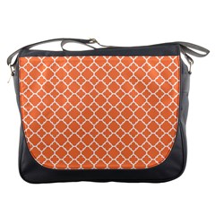 Tangerine Orange Quatrefoil Pattern Messenger Bag by Zandiepants