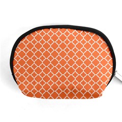 Tangerine Orange Quatrefoil Pattern Accessory Pouch (medium) by Zandiepants