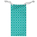 Turquoise quatrefoil pattern Jewelry Bag Front