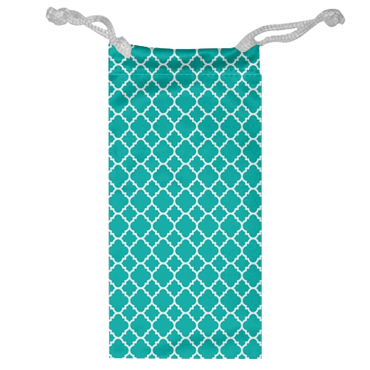 Turquoise quatrefoil pattern Jewelry Bag