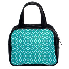 Turquoise Quatrefoil Pattern Classic Handbag (two Sides) by Zandiepants