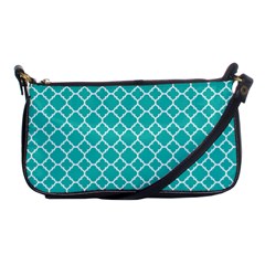 Turquoise Quatrefoil Pattern Shoulder Clutch Bag by Zandiepants