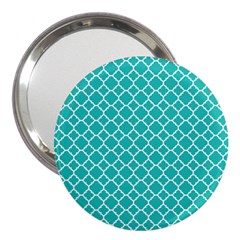 Turquoise Quatrefoil Pattern 3  Handbag Mirror by Zandiepants