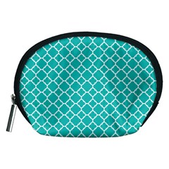 Turquoise Quatrefoil Pattern Accessory Pouch (medium) by Zandiepants