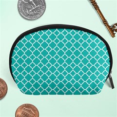 Turquoise Quatrefoil Pattern Accessory Pouch (large) by Zandiepants