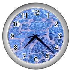 Festive Chic Light Blue Glitter Shiny Glamour Sparkles Wall Clocks (silver)  by yoursparklingshop