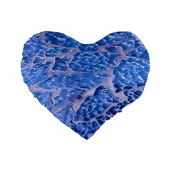 Festive Chic Light Blue Glitter Shiny Glamour Sparkles Standard 16  Premium Flano Heart Shape Cushions by yoursparklingshop