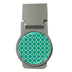 Emerald Green Quatrefoil Pattern Money Clip (round) by Zandiepants