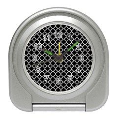 Black & White Quatrefoil Pattern Travel Alarm Clock by Zandiepants