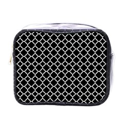 Black & White Quatrefoil Pattern Mini Toiletries Bag (one Side) by Zandiepants