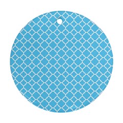 Bright Blue Quatrefoil Pattern Ornament (round) by Zandiepants