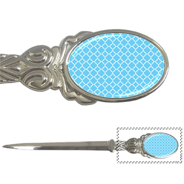 Bright Blue Quatrefoil Pattern Letter Opener