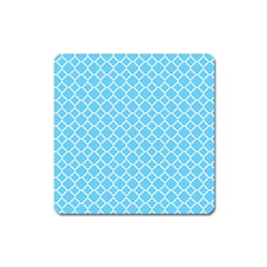 Bright Blue Quatrefoil Pattern Magnet (square) by Zandiepants