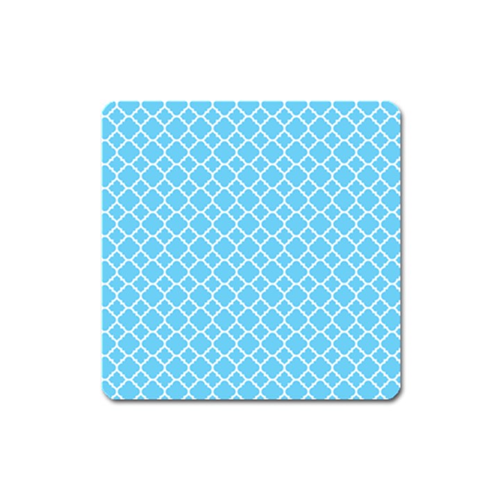 Bright Blue Quatrefoil Pattern Magnet (Square)