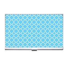 Bright Blue Quatrefoil Pattern Business Card Holder by Zandiepants