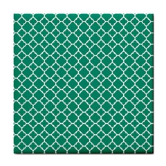 Emerald Green Quatrefoil Pattern Tile Coaster by Zandiepants