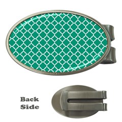 Emerald Green Quatrefoil Pattern Money Clip (oval) by Zandiepants